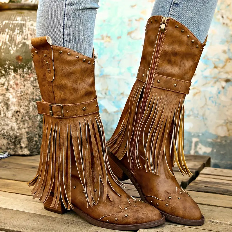 R&B | Vintage-Cowboy-Stiefel mit Quaste
