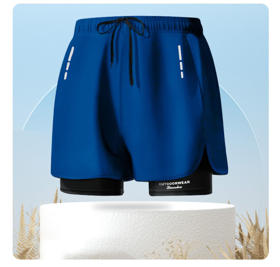 R&B | Doppellagige Herren Sport Fitness Anti-Peinlichkeit Strandhose
