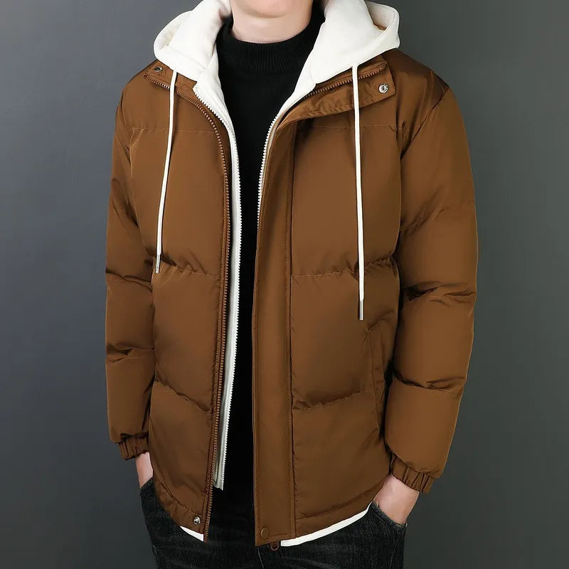 R&B | Herrenjacke Aus Verdickter Baumwolle mit Winddichter Kapuze