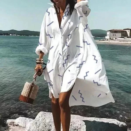 R&B | Lässiges Mittellanges Hemdkleid für Frauen