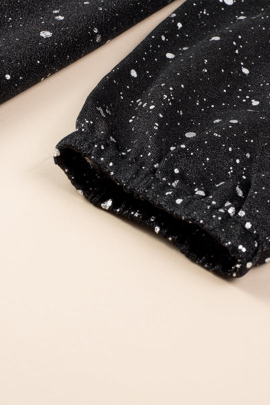 Elegante schwarze Glitzerkleid mit Netzbespannung