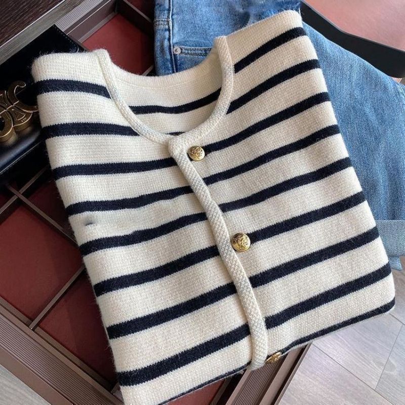 R&B | gestreifter Strickpullover für herbstliche Lagenlooks