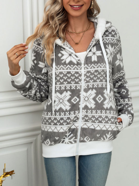 R&B | Kapuzenshirt mit Schneeflocken und Kordelzug