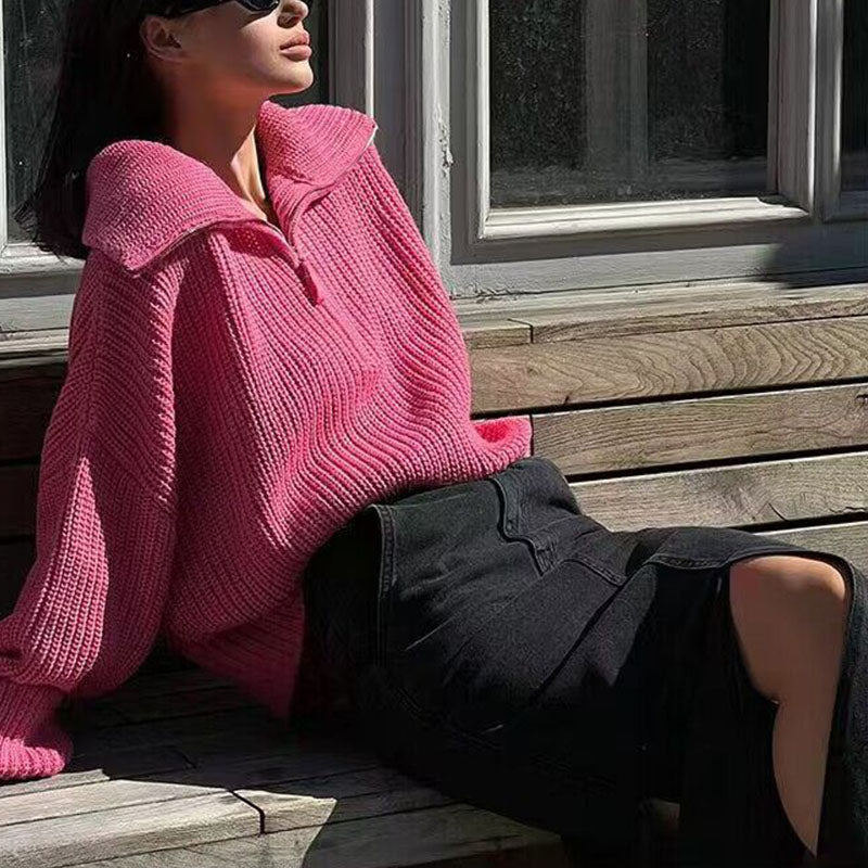R&B | Rippstrick Pullover mit Reißverschluss Weich und Warm Lässige Eleganz