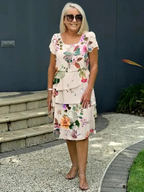 R&B | Blumenrüsche Kleid In Lagen