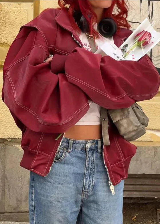 R&B | Weinroter Reißverschlussjacke