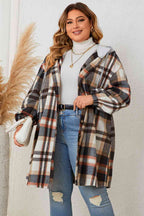 R&B | Plus Size Karo Drop-Shoulder Kapuzenmantel