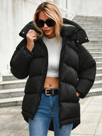 R&B | Kurze Steppjacke mit Kapuze und Stehkragen für Damen Ideal Bei Kaltem Wetter