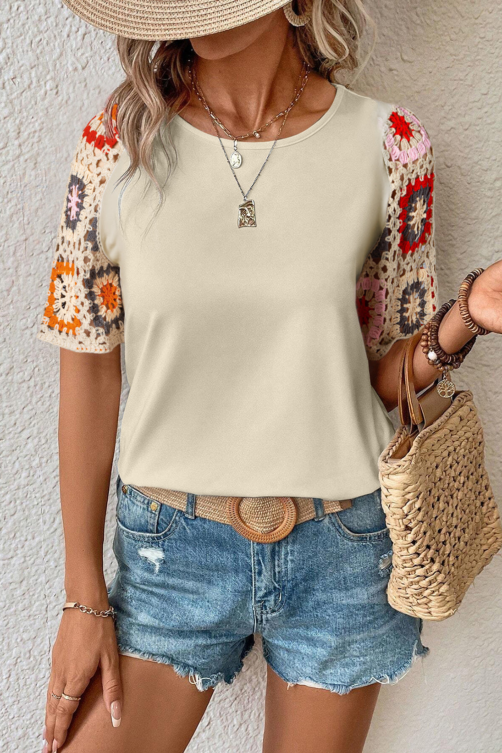 R&B | Florales Häkel-T-Shirt für Damen Leicht & Luftig
