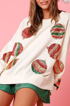 R&B | Weihnachts-Ei Pailletten Lässiger Langarm Sweatshirt