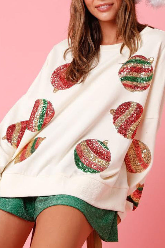 R&B | Weihnachts-Ei Pailletten Lässiger Langarm Sweatshirt