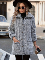 R&B | Lange Teddyjacke mit Knöpfen Polyester Komfortabel und Warm