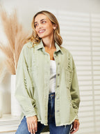 R&B | Zerrissene Rohsaum-Denimjacke