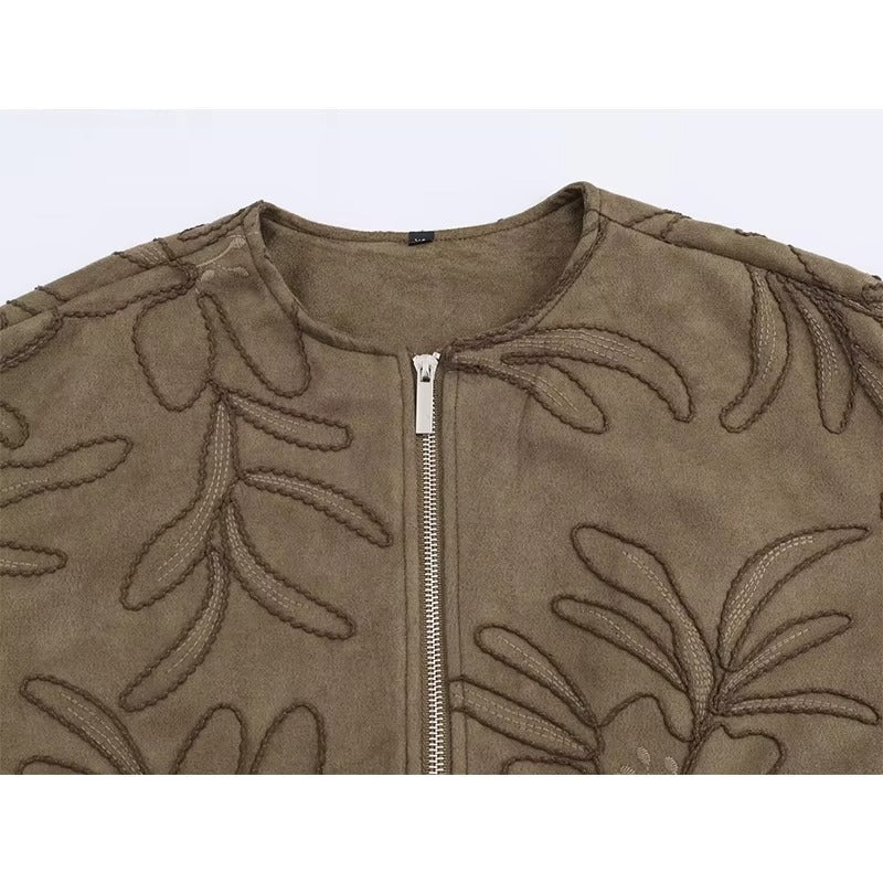 R&B | Bomberjacke mit Wildlederstruktur und Stickerei