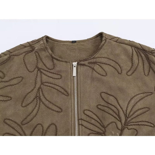 R&B | Bomberjacke mit Wildlederstruktur und Stickerei