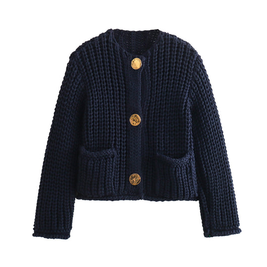 R&B | Gemütlicher Chic Damenstrickjacke mit Knöpfen und Taschen
