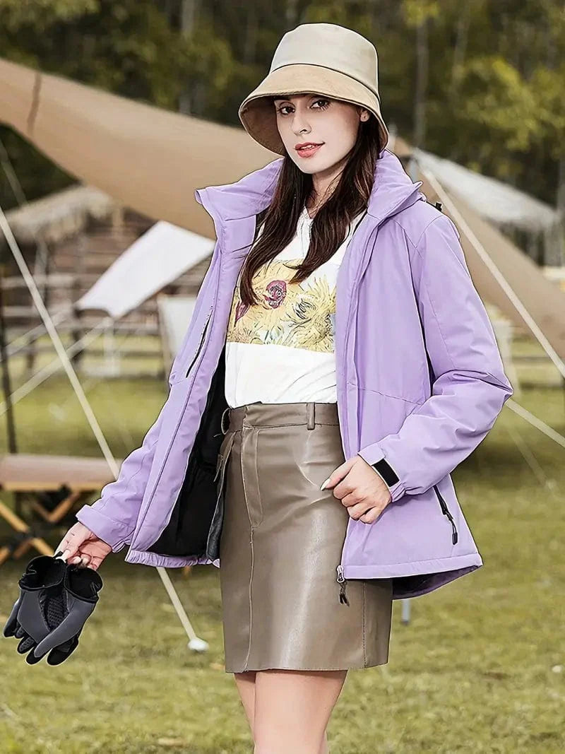 R&B | Kapuzen-Pufferjacke Chic Polyester Ideal für den Winter