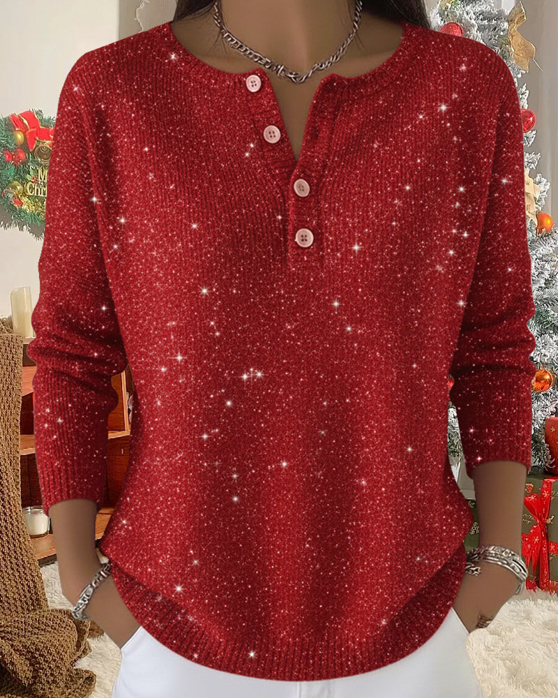 R&B | Pullover mit Rundhalsausschnitt und Knöpfen
