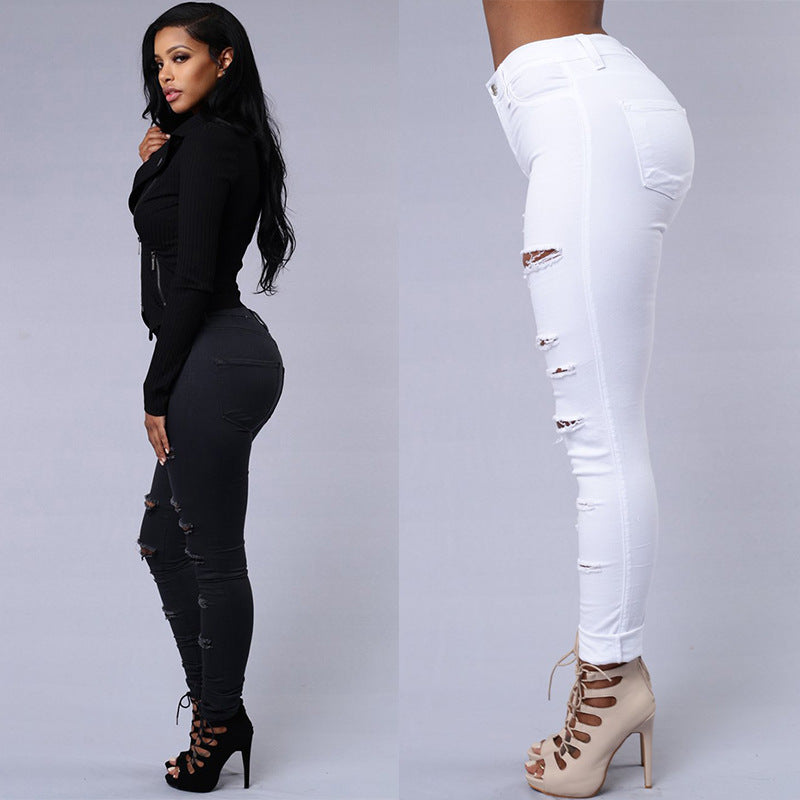 R&B | Skinny Damen Jeans - Hohe Taille, Lässiger Bleistiftschnitt