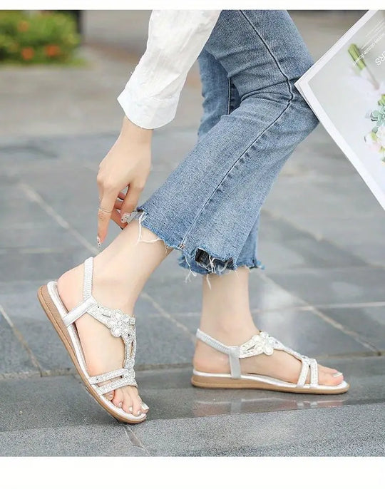 R&B | Flache Sandalen - Schick - Elastischer Knöchelriemen