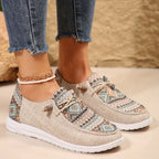 Emily Ethnischer Stil Bedruckte Leinenschuhe für Frauen R&B