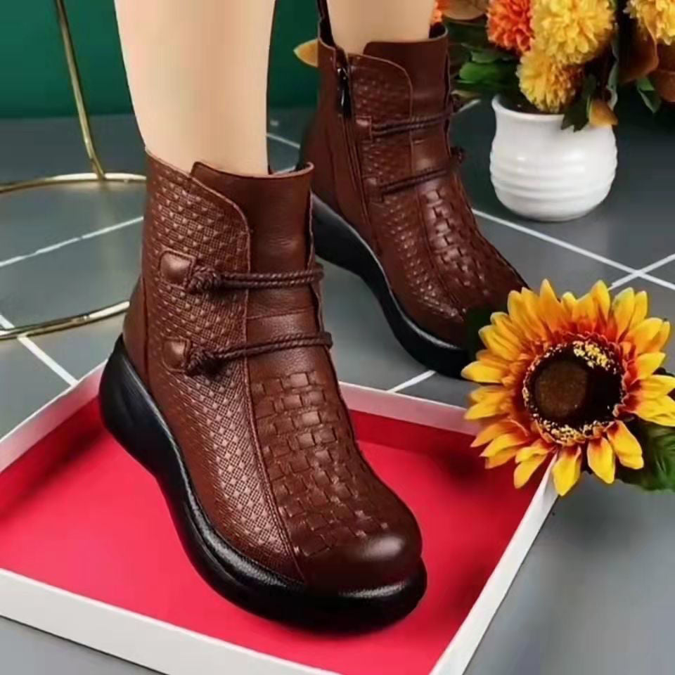 Damen-Lederstiefeletten, vintage & elegant R&B R&B