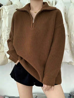 R&B | dicker Strickpullover mit Reißverschlusskragen für lässige Wärme
