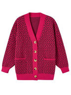 R&B | Strickjacke mit geometrischem Muster und Knopfleiste