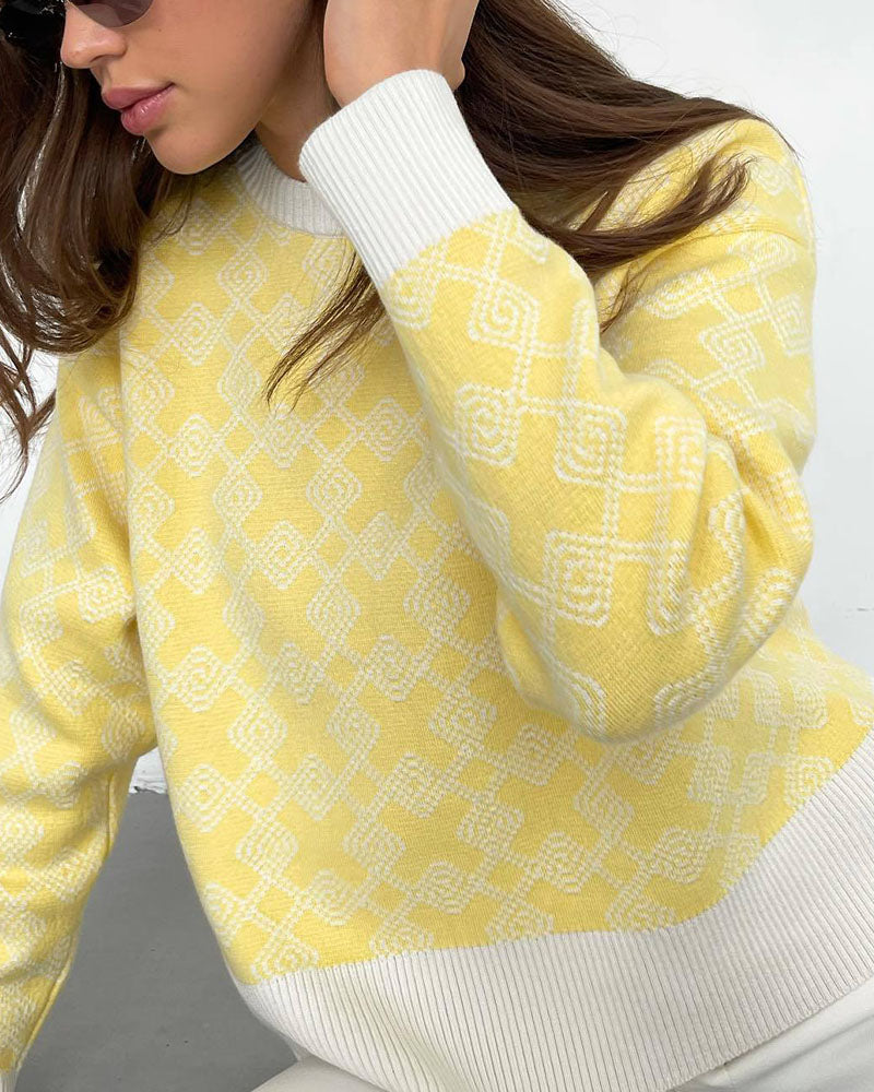 R&B | Muster Strickpullover Weich und Trendy Statement-look