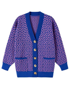 R&B | Strickjacke mit geometrischem Muster und Knopfleiste