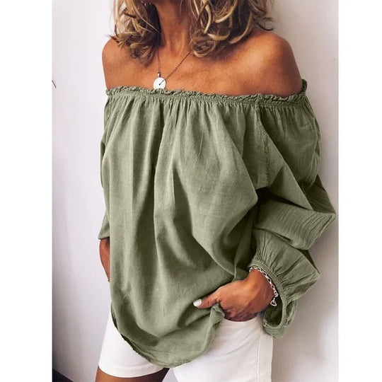 R&B | Off Shoulder Bluse mit Eleganten Ballonärmeln