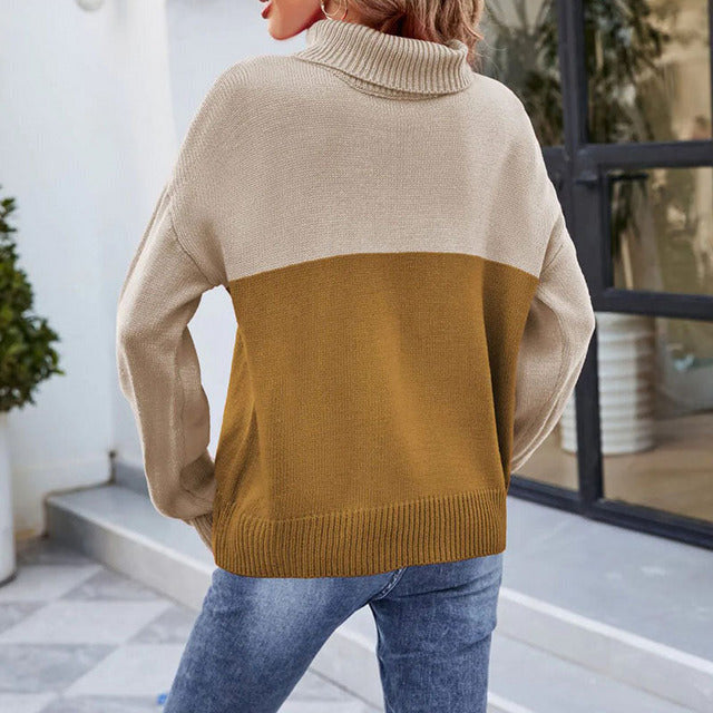 R&B | Zweifarbiger Strickpullover Acryl Luxuriös, Stilvoll