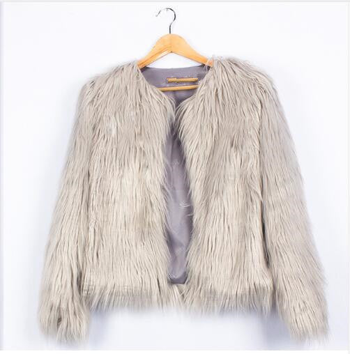 Damen Kunstfelljacke mit voluminösen Ärmel und lässigem Schnitt R&B