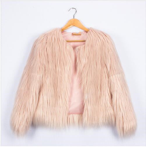 Damen Flauschige Kunstfelljacke mit voluminösem Schnitt und elegantem Kragen R&B