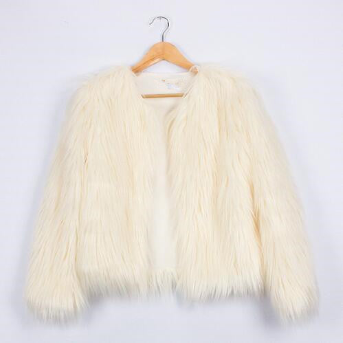 Damen Flauschige Kunstfelljacke mit voluminösem Schnitt und elegantem Kragen R&B