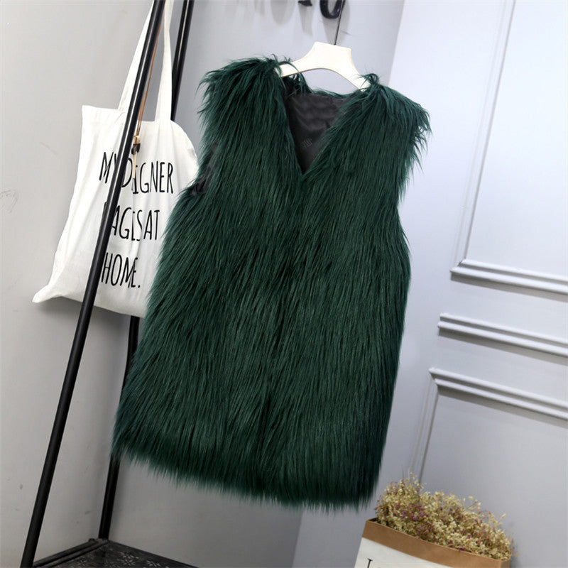 Damen Modische Kunstfell-Weste im trendigen Oversized-Schnitt R&B