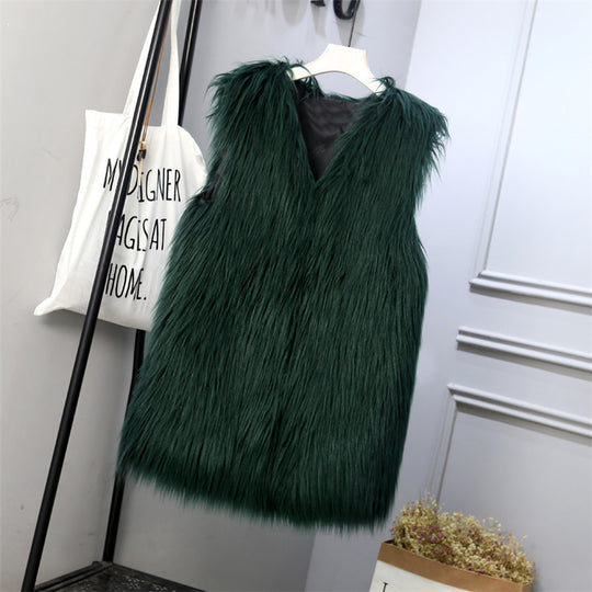 Damen Modische Kunstfell-Weste im trendigen Oversized-Schnitt R&B