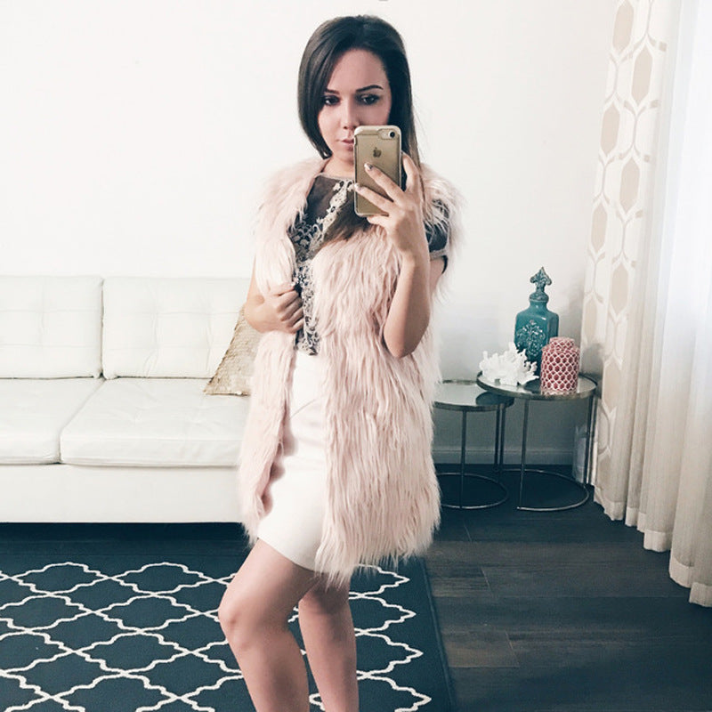 Damen Modische Kunstfell-Weste im trendigen Oversized-Schnitt R&B