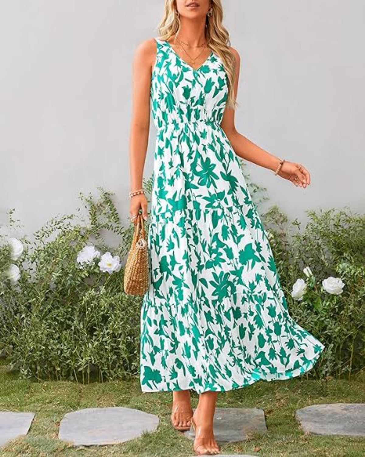 R&B | Kleid mit V-Ausschnitt und elastischer Taille