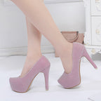 Damen elegante Glitzer-Pumps mit hohem Absatz und komfortablem Fußbett R&B