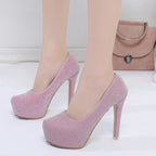 Damen elegante Glitzer-Pumps mit hohem Absatz und komfortablem Fußbett R&B