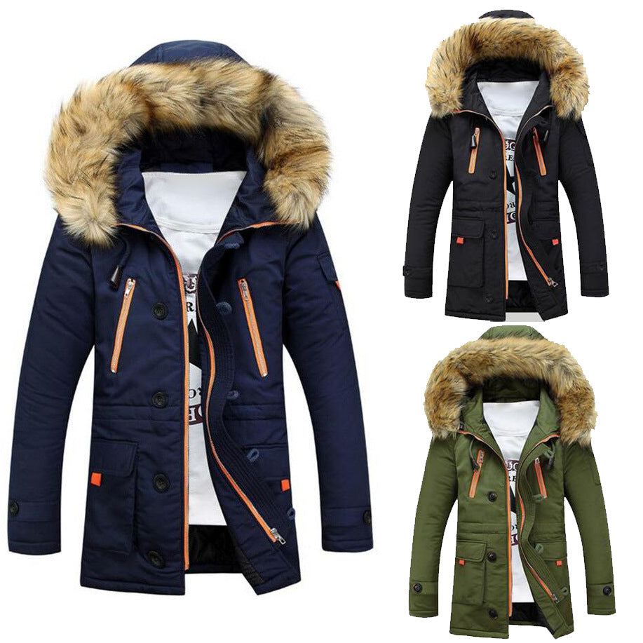 Herren Winterparka mit abnehmbarer Kapuze und praktischem Taschen-Design