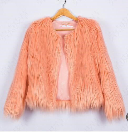 Damen Flauschige Kunstfelljacke mit voluminösem Schnitt und elegantem Kragen R&B