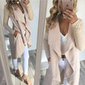 Damen langer Cardigan mit trendiger Drapierung und praktischen Taschen R&B