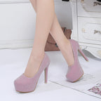 Damen elegante Glitzer-Pumps mit hohem Absatz und komfortablem Fußbett R&B