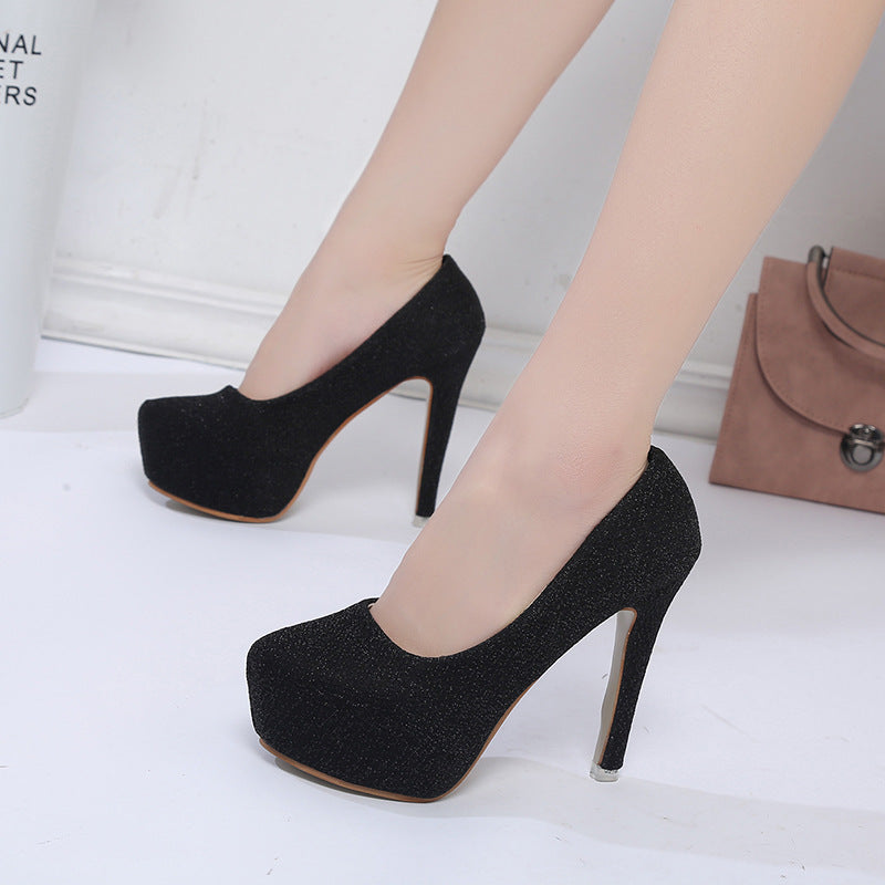 Damen elegante Glitzer-Pumps mit hohem Absatz und komfortablem Fußbett R&B