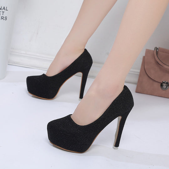 Damen elegante Glitzer-Pumps mit hohem Absatz und komfortablem Fußbett R&B