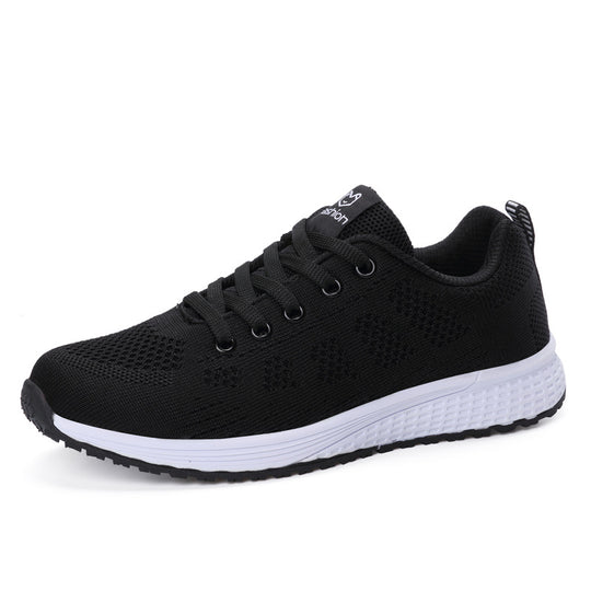 Damen nan leichtgewichtiger Strick-Freizeitsneaker mit Wabenperforation, schockabsorbierender Schaumsohle und gepolstertem Fersenkragen R&B