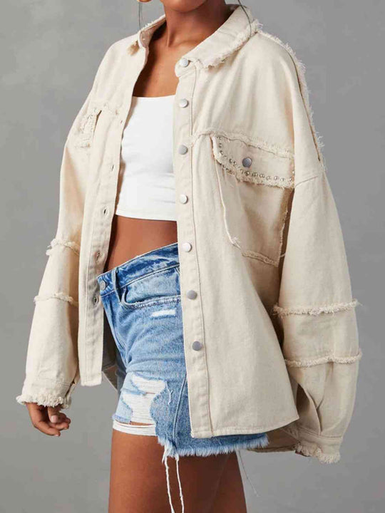 R&B | Button Down Raw Hem Denim Jacke