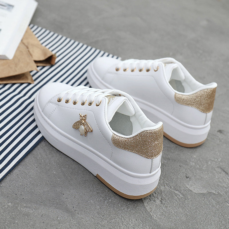 Damen modische Sneaker mit glitzerndem Akzent und Bienenanhänger R&B